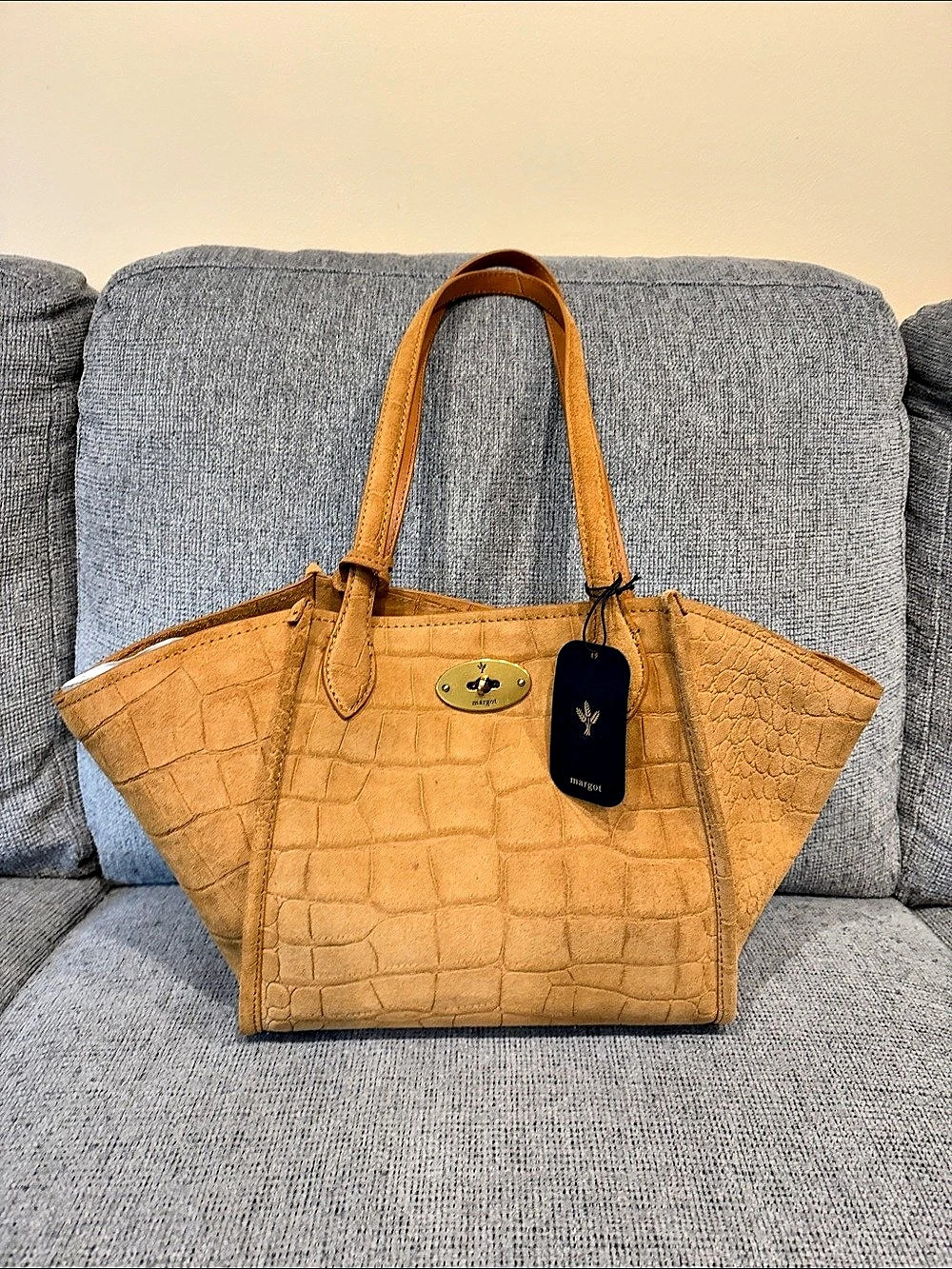 Margot Phoebe Medium Tote Crocodile Embossed Brown